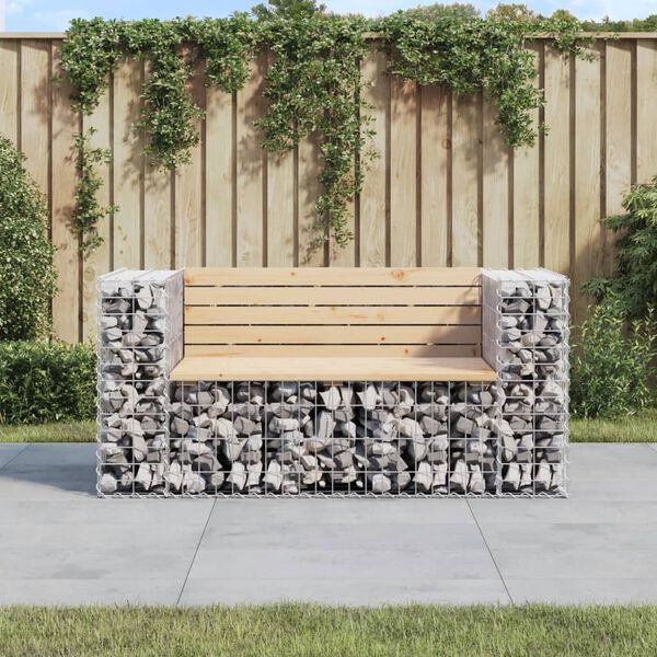 vidaXL Tr&auml;dg&aring;rdsb&auml;nk gabion-design 143x71x65,5 cm massiv furu