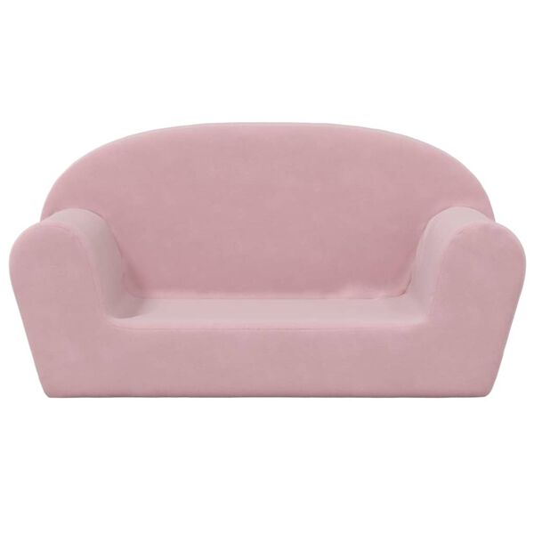 vidaXL Barnsoffa 2-sits rosa mjuk plysch