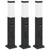 vidaXL Pollare med sensor och uttag 3 st 50 cm svart IP44