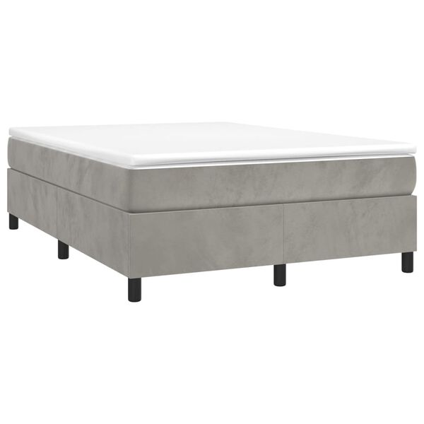 vidaXL Boxspring-s&auml;ngram ljusgr&aring; 140x190 cm sammet