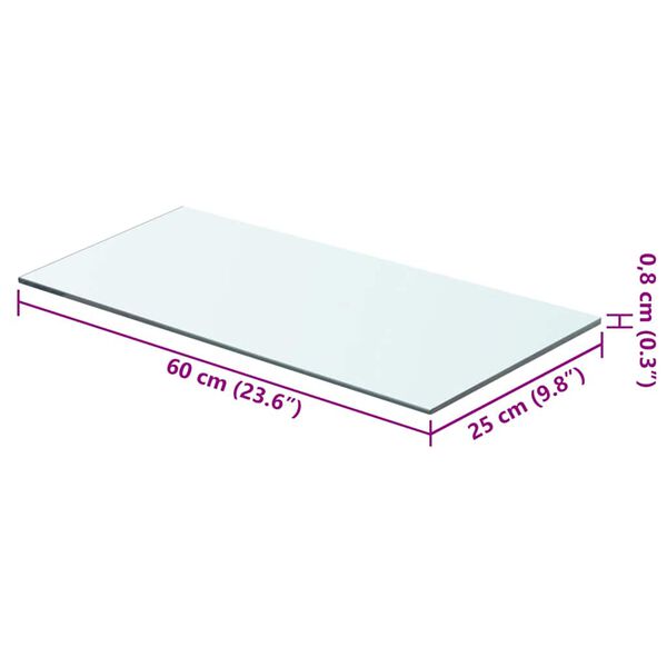 vidaXL Hyllplan glas genomskinlig 60x25 cm