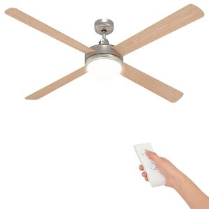 vidaXL Takfl&auml;kt med ljus och fj&auml;rrkontroll &Oslash; 130 cm Sonoma-ek