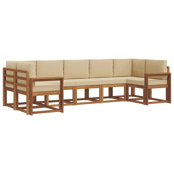 vidaXL Utomhussoffset med kudde 7 pcs Naturlig och Beige