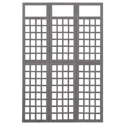 vidaXL Rumsavdelare/Spaljé 3 paneler massiv gran grå 121x180 cm