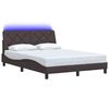 vidaXL Bed Frame with LED without Mattress Dark Brown 140x190 cm Fabric
