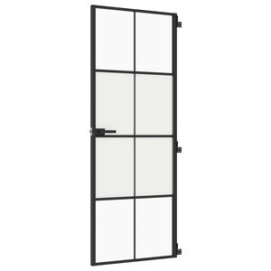 vidaXL Innerd&ouml;rr svart 76x201,5 cm h&auml;rdat glas och aluminium slim
