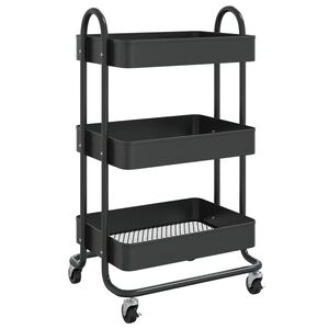 vidaXL Rullvagn 3 v&aring;ningar svart 43x34x79 cm st&aring;l
