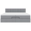 vidaXL Ottoman sängram med madrasser ljusgrå 200x200 cm tyg