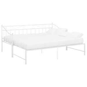 vidaXL Utdragbar s&auml;ngram b&auml;ddsoffa vit metall 90x200 cm