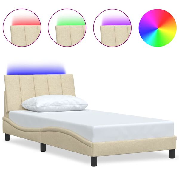 vidaXL Bed Frame without Mattress "Hanko" Cream 100x200cm Fabric