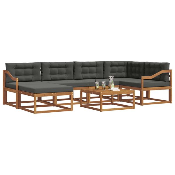 vidaXL Utomhussoffset med kudde 7 pcs Naturlig och Antracit