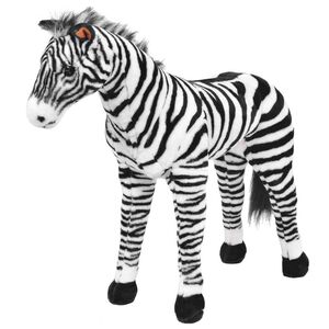 vidaXL St&aring;ende leksakszebra plysch svart och vit XXL