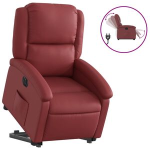 vidaXL Reclinerf&aring;t&ouml;lj med uppresningshj&auml;lp vinr&ouml;d konstl&auml;der