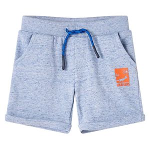 vidaXL Barnshorts med sn&ouml;re bl&aring; melange 116
