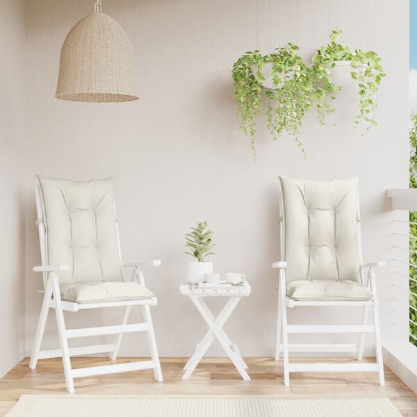 vidaXL Stolsdynor h&ouml;gt ryggst&ouml;d 2 st melerad gr&auml;ddvit 120x50x7 cm tyg