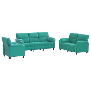 vidaXL Soffset 3 st Turkos Sammet