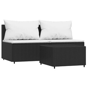 vidaXL Loungegrupp f&ouml;r tr&auml;dg&aring;rden med dynor 3 delar svart konstrotting