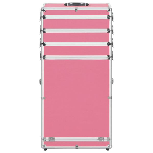 vidaXL Sminklåda aluminium rosa