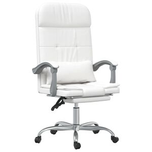 vidaXL Kontorsstol med massage vit konstl&auml;der