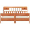 vidaXL S&auml;ng med bokhylla utan madrass vaxbrun 200x200cm massiv furu