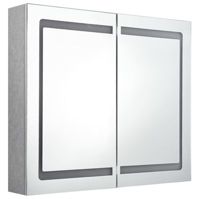 vidaXL Spegelskåp med LED betonggrå 80x12x68 cm