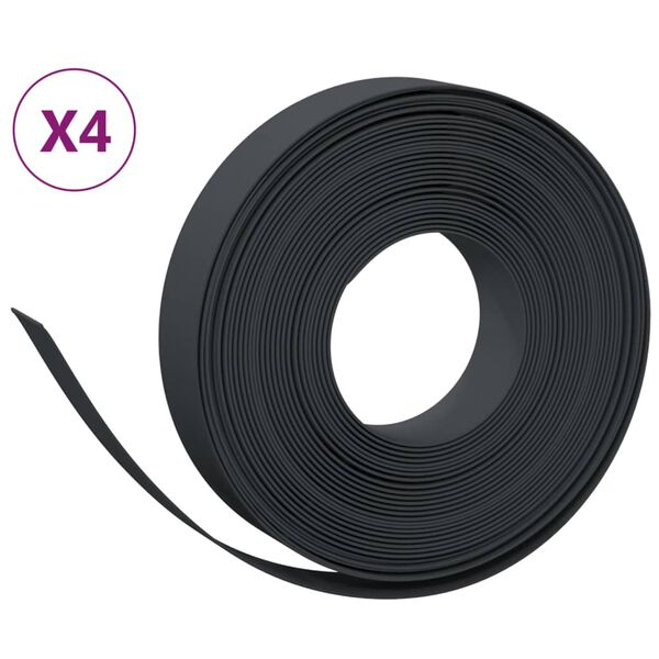 vidaXL Rabattkant svart 4 st 10 m 10 cm polyeten