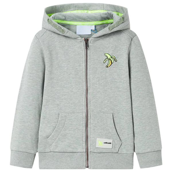 Barnhoodie med dragkedja khaki melange 116