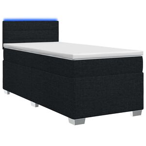 vidaXL Boxspring s&auml;ng med madrass och LED Svart 90 x 200 cm Tyg