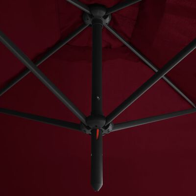 vidaXL Dubbelt parasoll med stålstång vinröd 600x300 cm