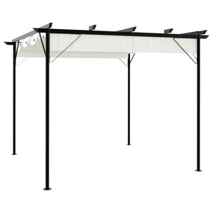 vidaXL Pergola med indragbart tak gr&auml;ddvit 3x3 m st&aring;l