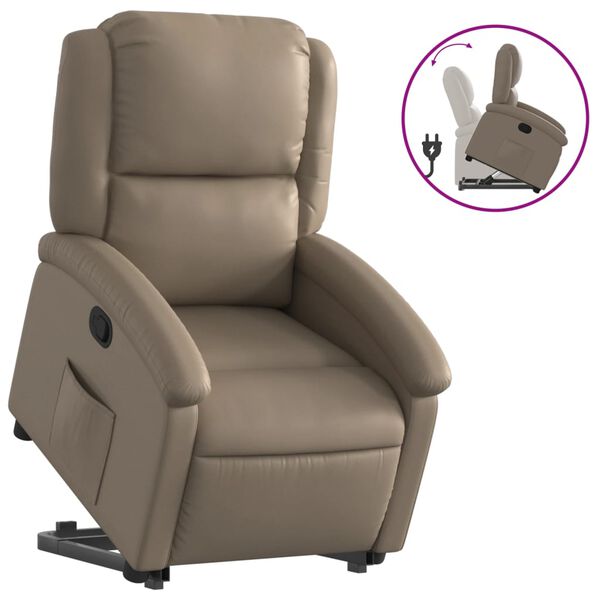 vidaXL Reclinerfåtölj med uppresningshjälp cappuccino konstläder