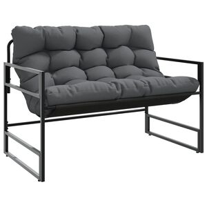 vidaXL Tr&auml;dg&aring;rdsb&auml;nk med dyna antracit 113 cm st&aring;l