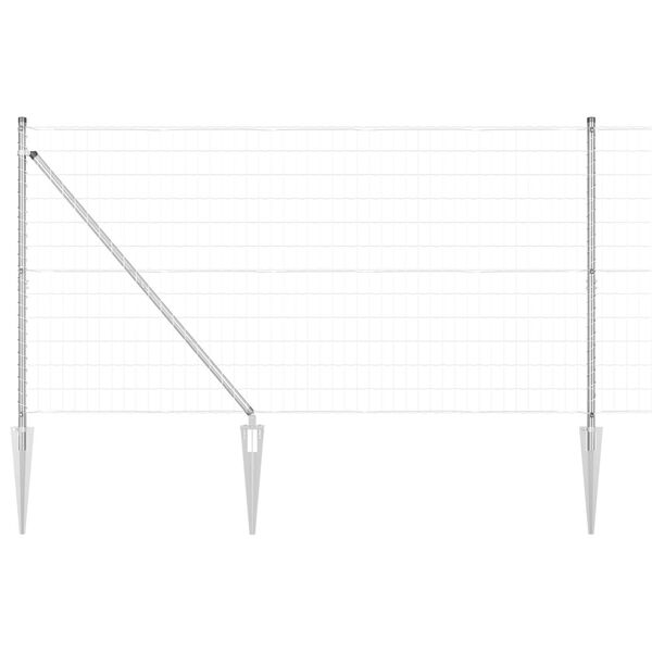 vidaXL St&auml;ngsel med stolpe Silver 1,2 x 25 m St&aring;l