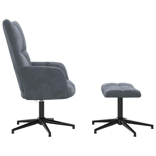 vidaXL Vilstol med fotpall m&ouml;rkgr&aring; sammet