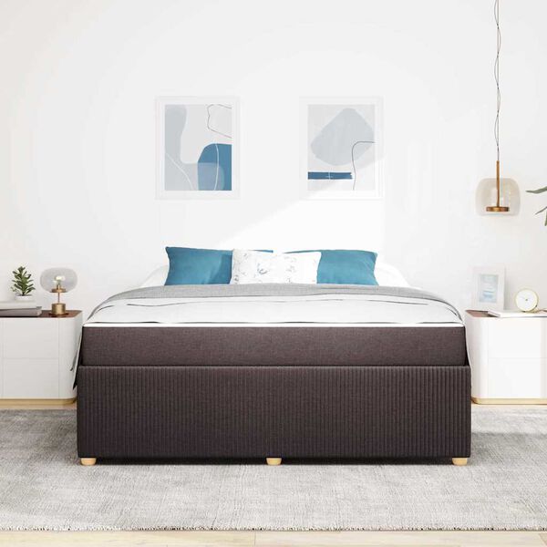 vidaXL S&auml;ngram med madrass med madrass M&ouml;rkbrun 180 x 200 cm tyg