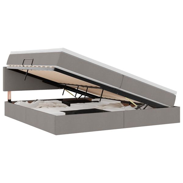 vidaXL F&ouml;rvaringss&auml;ng med madrass Taupe 200 x 200 cm Konstruerat tr&auml;