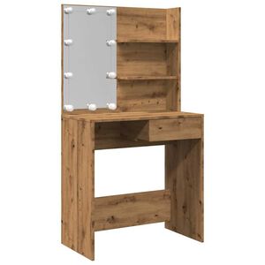 vidaXL Sminkbord med LED Artisan Ek 74,5x40x141 cm