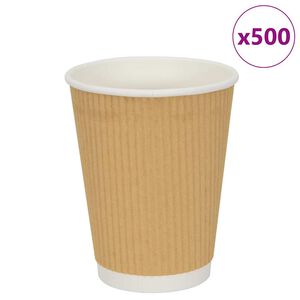 vidaXL Kaffekoppar i papper 500 st 12oz 300ml brun