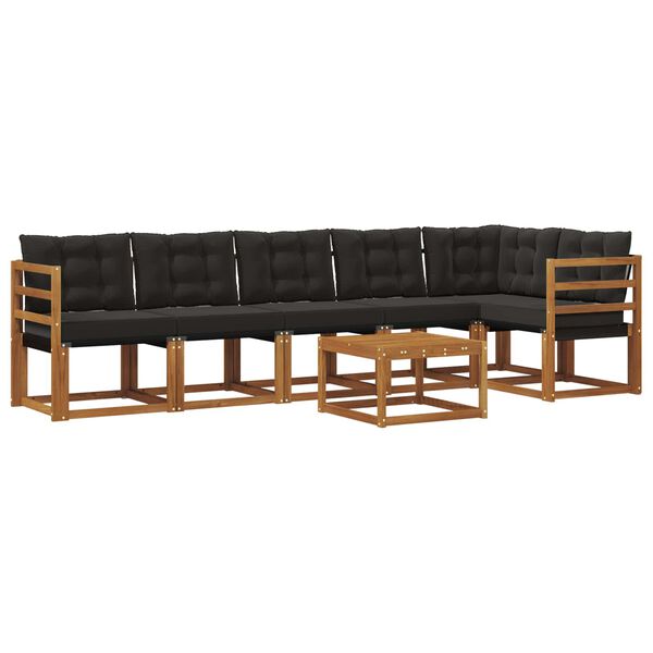 vidaXL Utomhussoffset med kudde 7 pcs Naturlig och svart