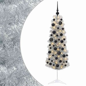 vidaXL Smal konstgjord julgran med julkulor 150 cm 150 LED-lampor
