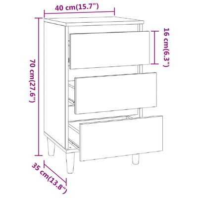 vidaXL Sängbord rökfärgad ek 40x35x70 cm konstruerat trä