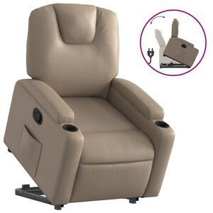 vidaXL Reclinerf&aring;t&ouml;lj med uppresningshj&auml;lp cappuccino konstl&auml;der
