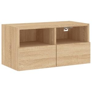 vidaXL V&auml;ggmonterad tv-b&auml;nk sonoma-ek 60x30x30 cm konstruerat tr&auml;