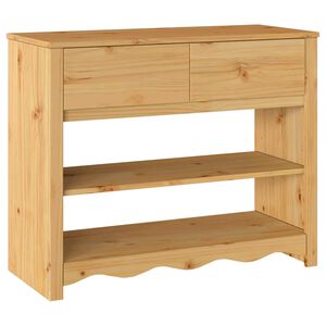 vidaXL Konsolbord med l&aring;da Drammen Ek 89,5 x 37 x 73 cm Massiv furu