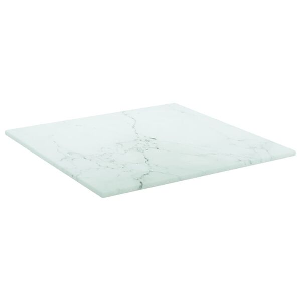 vidaXL Bordsskiva vit 30x30 cm 6 mm härdat glas med marmortextur