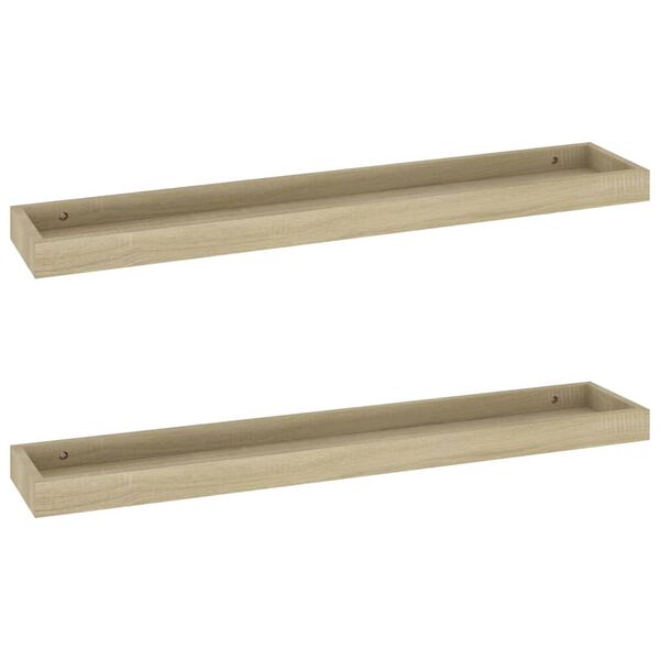 vidaXL V&auml;gghyllor med kant 2 st Ek 80x15x4 cm MDF