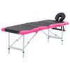 vidaXL Hopf&auml;llbar massageb&auml;nk 4 sektioner aluminium svart och rosa