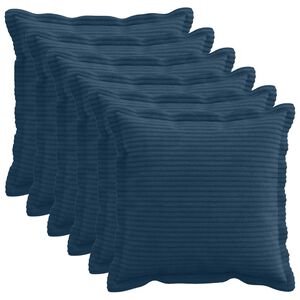 vidaXL Kudd&ouml;verdrag 6 st HOUTEN M&ouml;rkbl&aring; 30 x 30 cm manchester