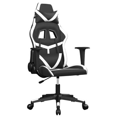 vidaXL Gamingstol med massage svart och vit konstläder