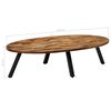 vidaXL Soffbord massiv återvunnen teak oval 120x60x30 cm